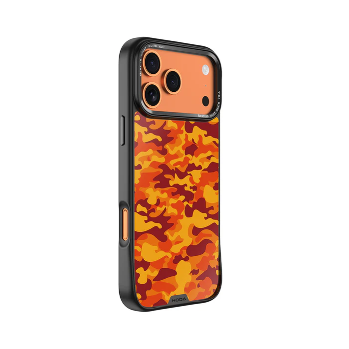 HODA殼_幻石玻璃防摔殼 iPhone17Pro 迷彩橙 (204)