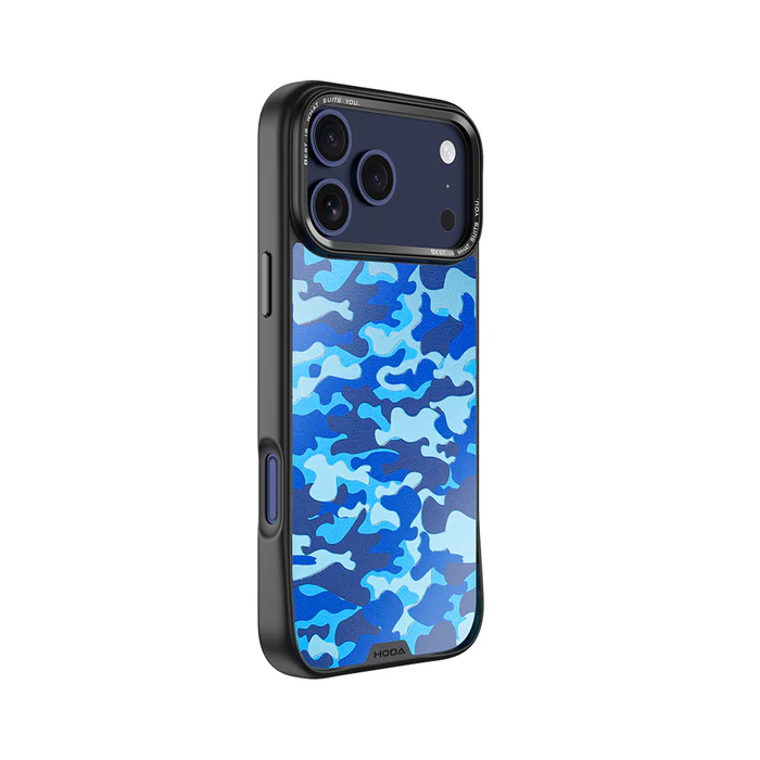 HODA殼_幻石銀鏡防摔殼 iPhone17Pro 迷彩藍 (051)