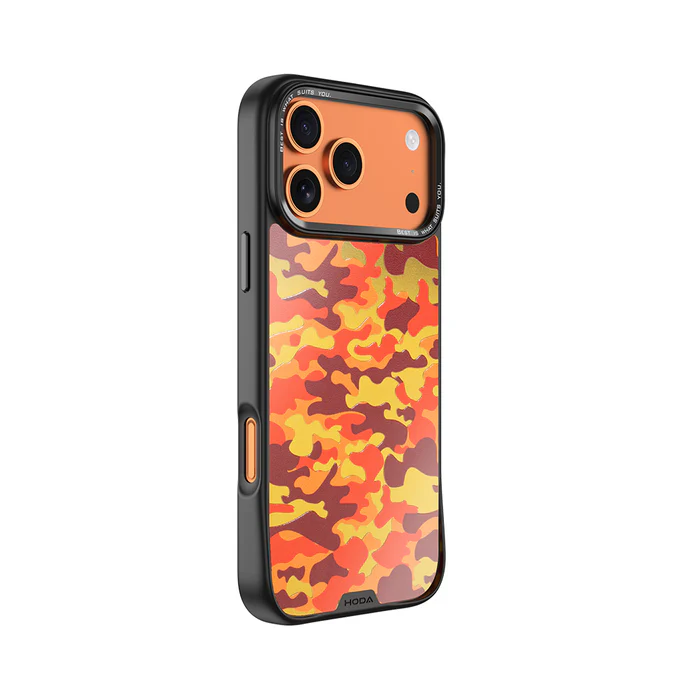 HODA殼_幻石銀鏡防摔殼 iPhone17Pro 迷彩橙 (082)