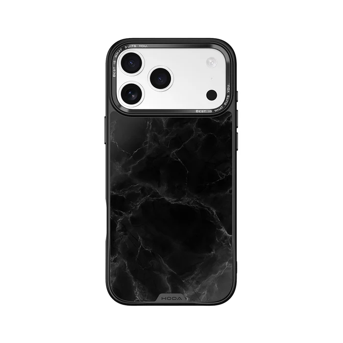HODA殼_幻石玻璃防摔殼 iPhone17ProMAX 黑大理石紋 (372)