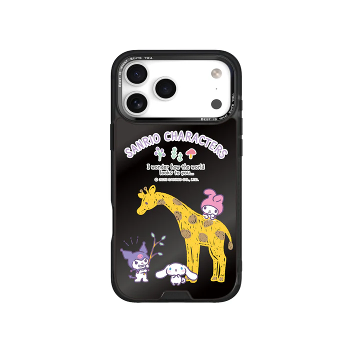 HODA殼_幻石三麗鷗黑鏡系列 iPhone17Pro 手繪風長頸鹿 (3323)