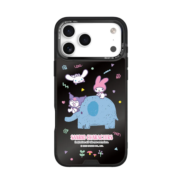 HODA殼_幻石三麗鷗黑鏡系列 iPhone17ProMAX 手繪風大象 (1091)