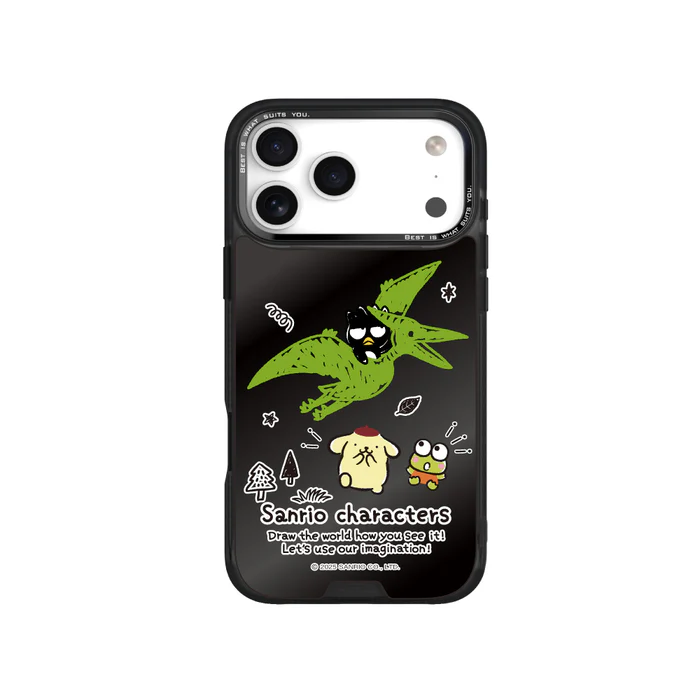 HODA殼_幻石三麗鷗黑鏡系列 iPhone18Pro/17Pro 手繪風翼手龍 (3552)