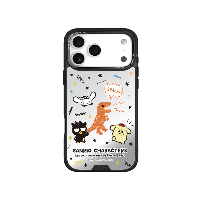 HODA殼_幻石三麗鷗銀鏡系列 iPhone17Pro 手繪風暴龍 (3347)