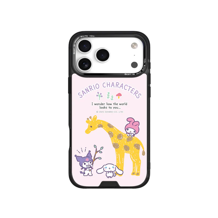 HODA殼_幻石三麗鷗玻璃系列 iPhone17Pro 手繪風長頸鹿 (2944)