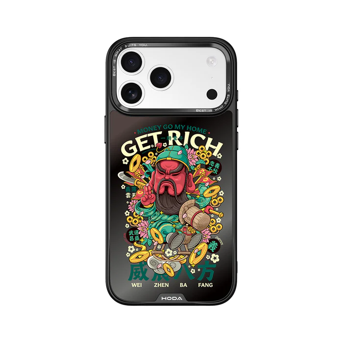 HODA殼_幻石狂奔的包子黑鏡防摔殼 iPhone17ProMAX 威震八方 午夜黑 (6003)