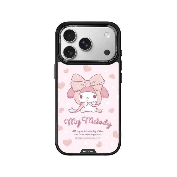 HODA殼_幻石三麗鷗玻璃系列 iPhone18Pro/17Pro 蝴蝶結美樂蒂 (3880)