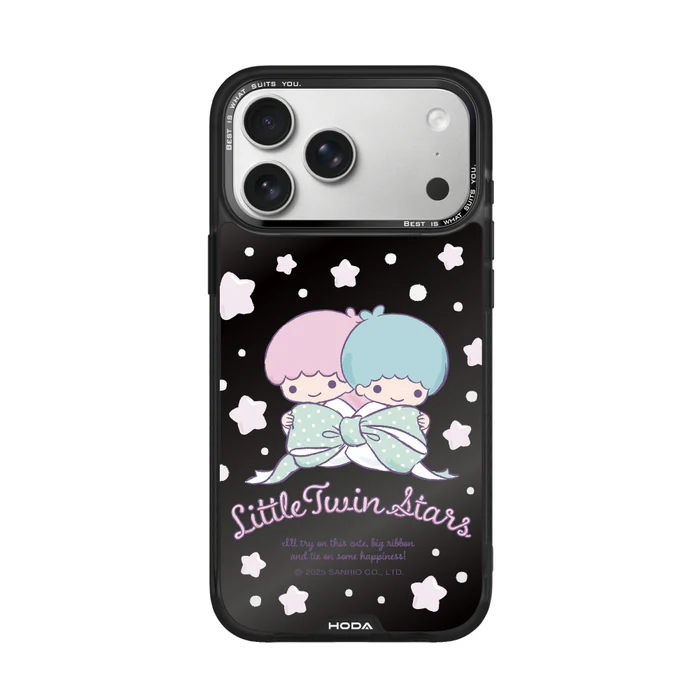 HODA殼_幻石三麗鷗黑鏡系列 iPhone17ProMAX 蝴蝶結kiki&lala (7826)