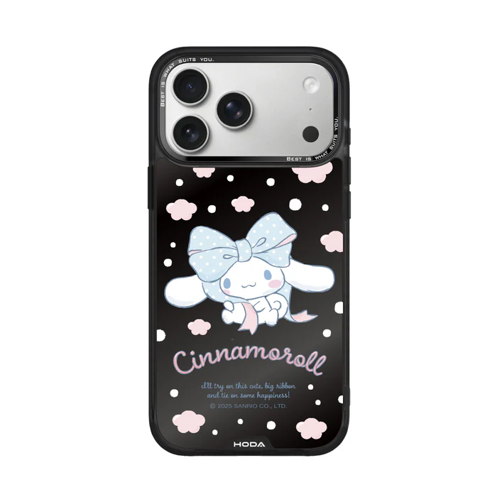 HODA殼_幻石三麗鷗黑鏡系列 iPhone17ProMAX 蝴蝶結大耳狗 (7840)