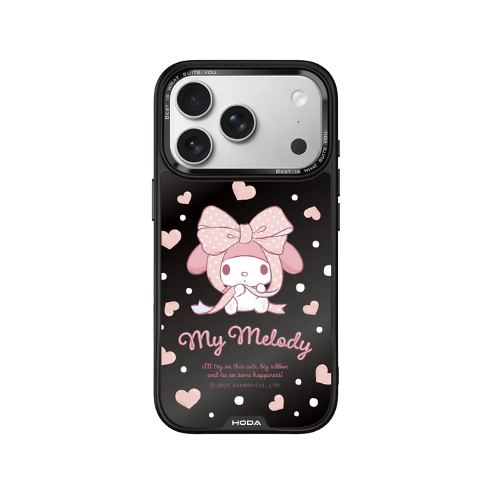 HODA殼_幻石三麗鷗黑鏡系列 iPhone17Pro 蝴蝶結美樂蒂 (7772)
