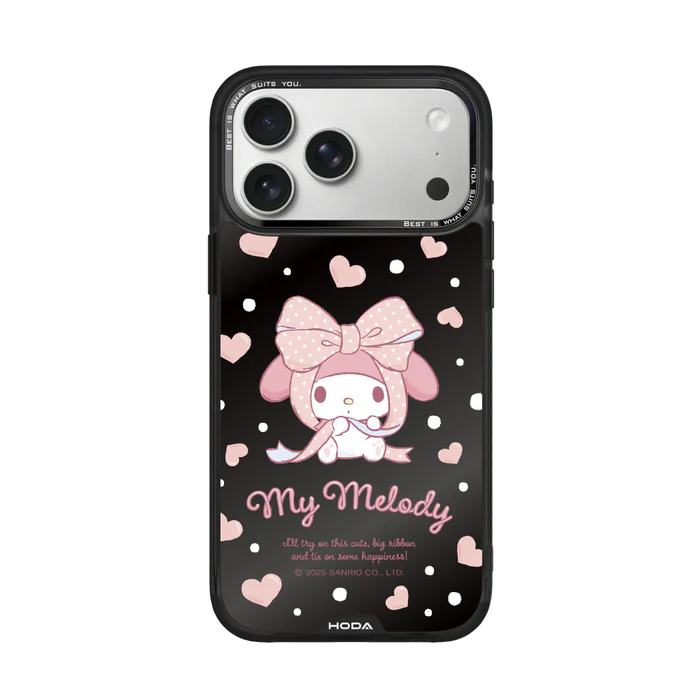 HODA殼_幻石三麗鷗黑鏡系列 iPhone17ProMAX 蝴蝶結美樂蒂 (8694)