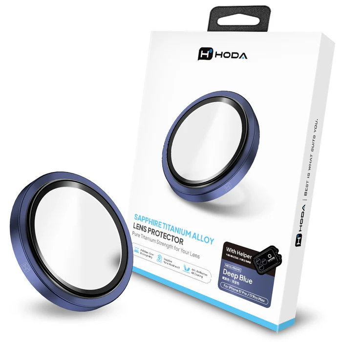 HODA_藍寶石新鏡頭保護貼(3入)iPhone17Pro/17ProMAX 深藍色 (086)