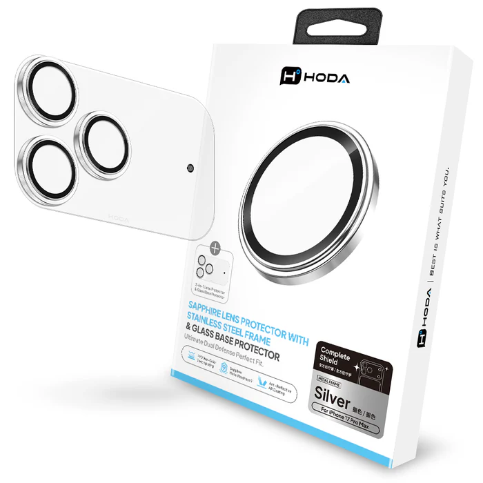Hoda_藍寶石不鏽鋼貼+玻璃貼 iPhone17ProMAX 銀色 (762)