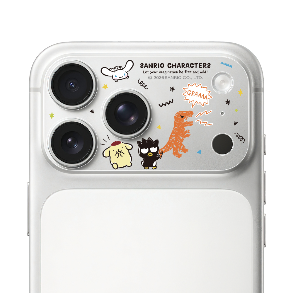 HODA 滿版鏡頭底座霧面保護貼三麗鷗 iPhone17Pro 手繪風暴龍 (1494)