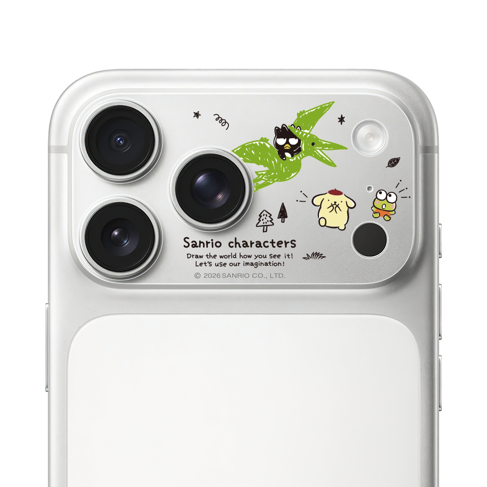 HODA 滿版鏡頭底座霧面保護貼三麗鷗 iPhone17Pro 手繪風翼手龍 (1500)