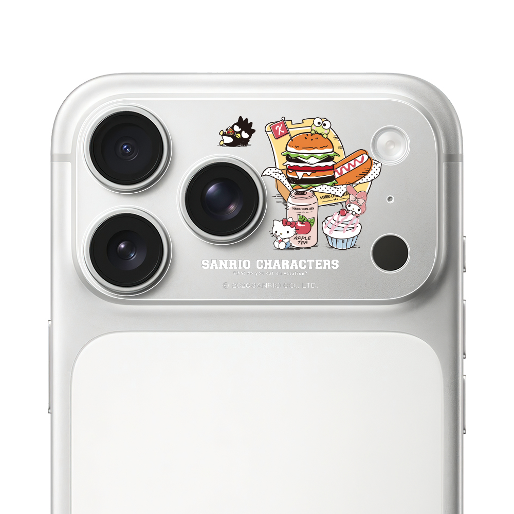 HODA 滿版鏡頭底座霧面保護貼三麗鷗 iPhone17ProMAX 速食同樂 (3733)