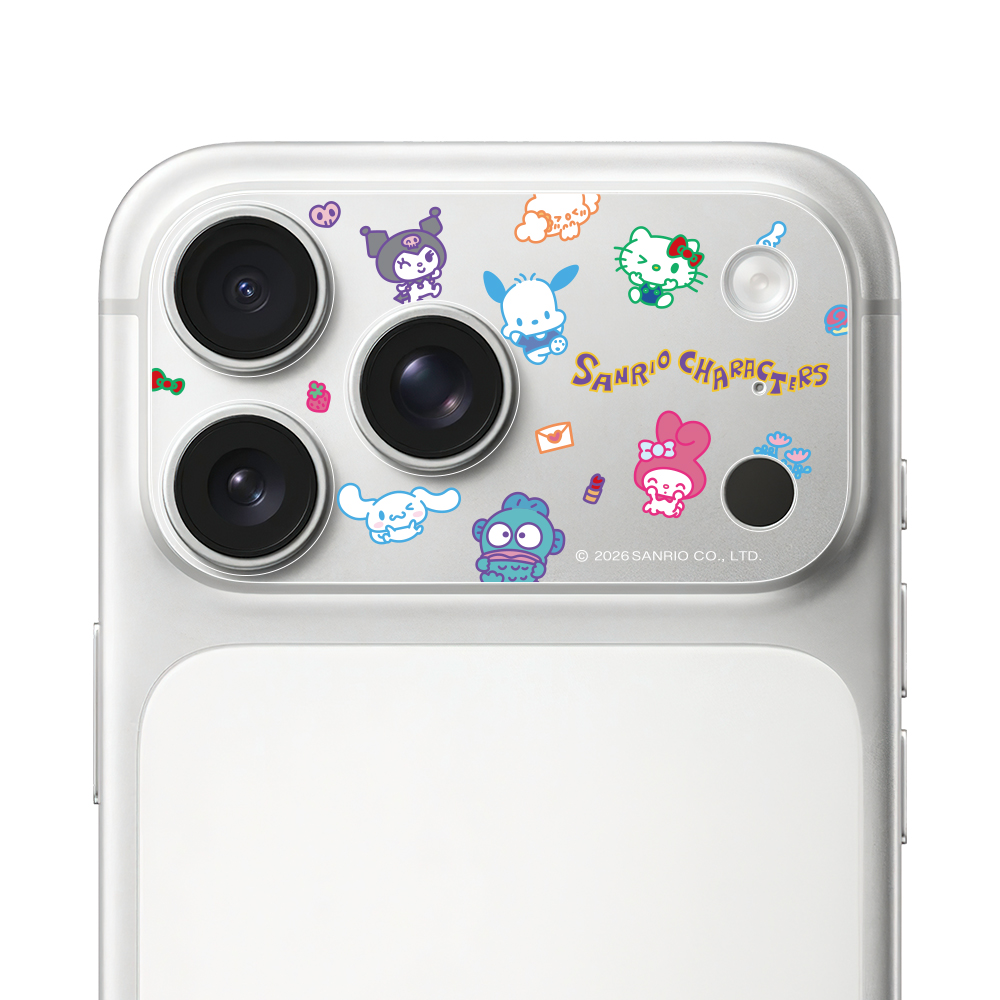 HODA 滿版鏡頭底座霧面保護貼三麗鷗 iPhone18ProMax/17ProMAX 極簡塗鴉 (3832)