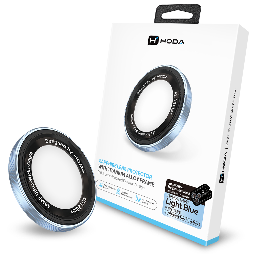 HODA_藍寶石單眼視覺設計鏡頭保護貼 iPhone18Pro/18ProMAX 藍色 (237)