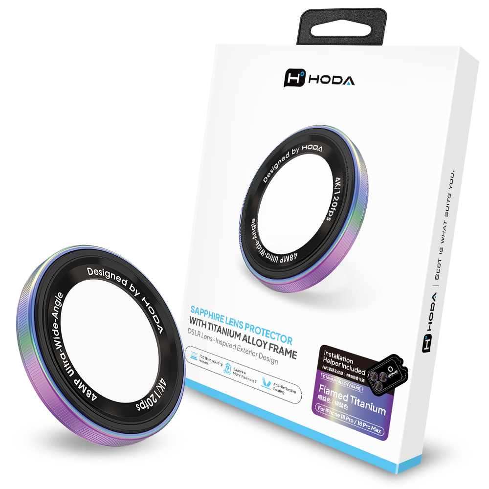 HODA_藍寶石單眼視覺設計鏡頭保護貼 iPhone18Pro/18ProMAX 燒鈦色 (275)