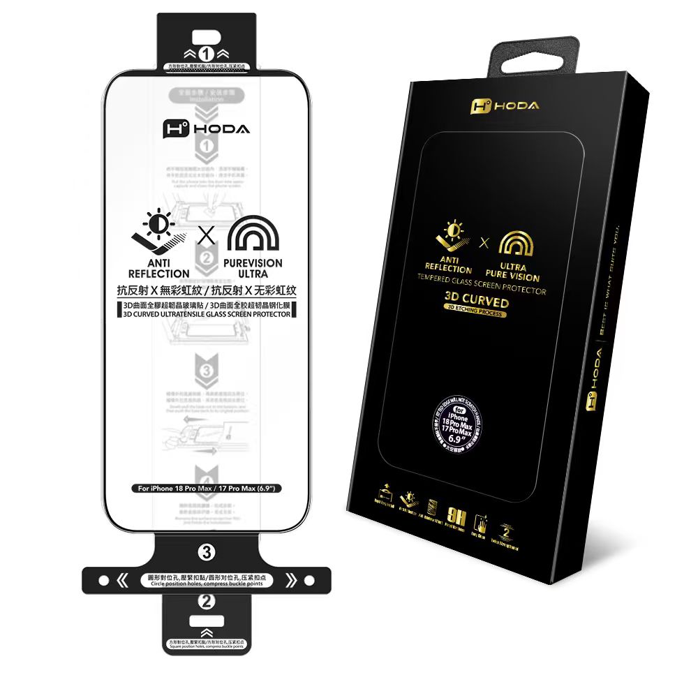 HODA膜_3D滿版黑 AR抗反射無彩虹紋太空膜 iPhone18ProMAX/17ProMAX (955)