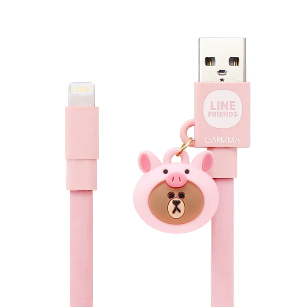 GARMMA電源_LINE USB-Lightning叢林款吊飾傳輸線-長頸鹿熊大(906)
