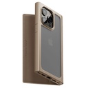 PGA殼_Premium Style_透明玻璃翻蓋皮套(方形)_iPhone15Pro棕色(547)
