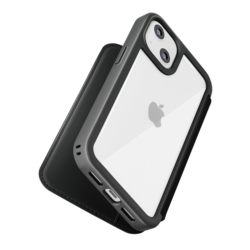 PGA殼_Premium Style_透明玻璃翻蓋皮套(圓形)_iPhone15黑色(441)