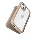 PGA殼_Premium Style_透明玻璃翻蓋皮套(圓形)_iPhone15卡其(458)