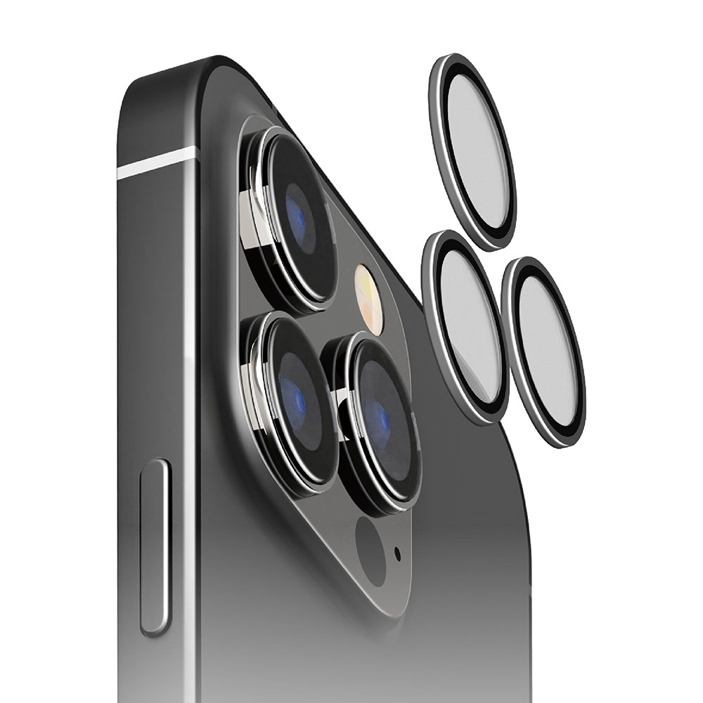 PGA配件_Premium style iPhone15Pro/15ProMax高清3眼鏡頭圈10H鋼化玻璃_黑色(179)