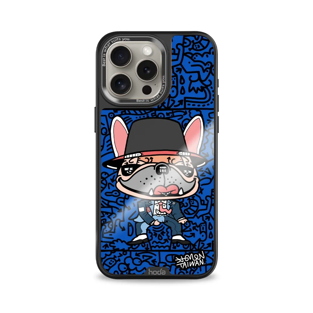 hoda殼_幻石米豆玻璃 MagSafe_iPhone15ProMax 麥克鬥牛犬(996)