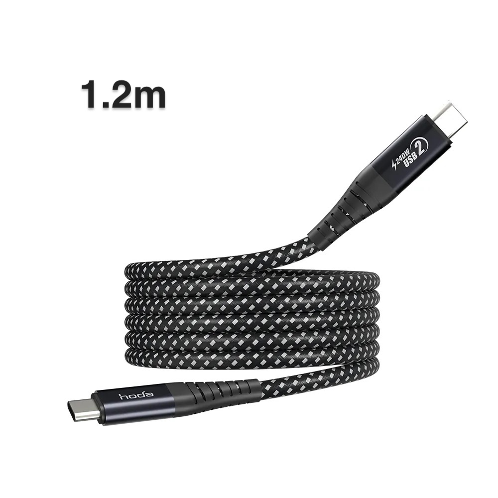 hoda充電_240W USB-C to C 磁吸收納編織快充線 1.2M 黑 (129)