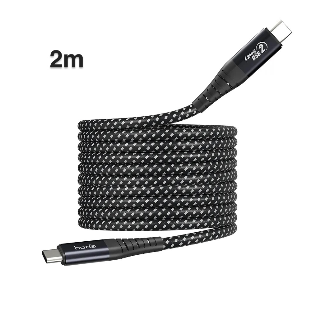 hoda充電_240W USB-C to C 磁吸收納編織快充線 2M 黑 (174)