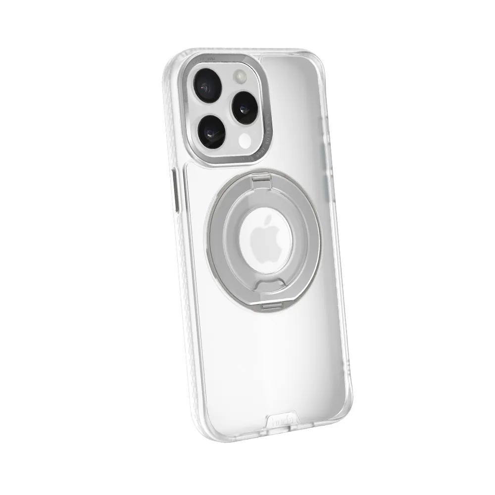 hoda殼_柔石360度磁吸支架指環iPhone15ProMax 星光白(102)