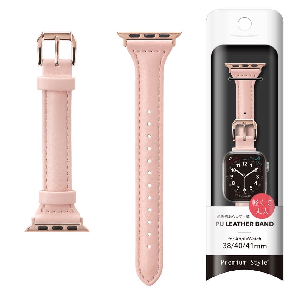 PGA_錶帶PU皮革_Apple Watch 41/40/38mm 粉色(610)