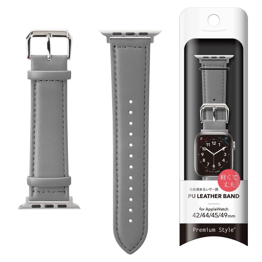 PGA_錶帶PU皮革_Apple Watch 49/45/44/42mm 灰色(733)