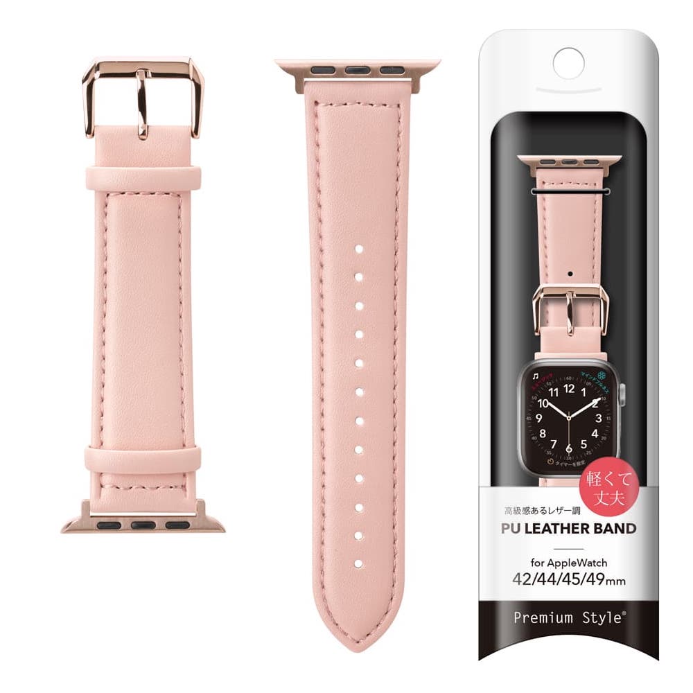 PGA_錶帶PU皮革_Apple Watch 49/45/44/42mm 粉色(764)