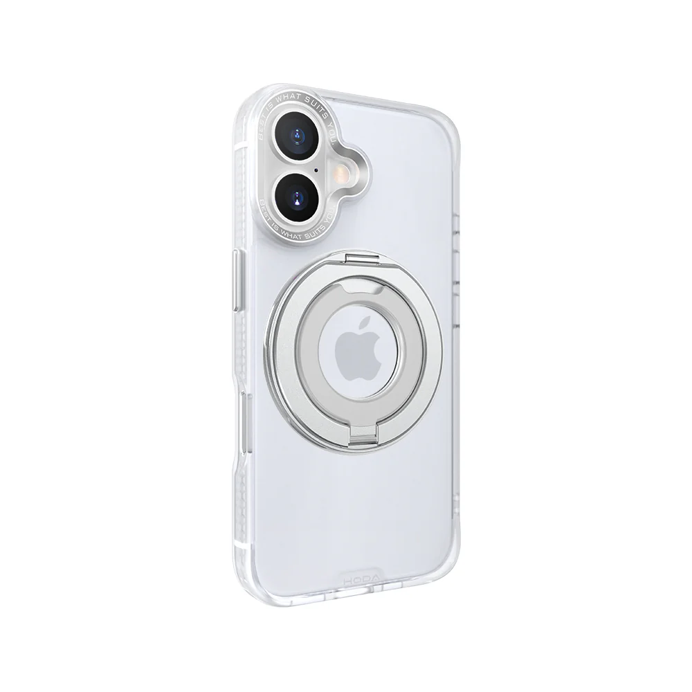 hoda殼_柔石360度磁吸支架指環MagSafe_iPhone16Plus 星光白(393)