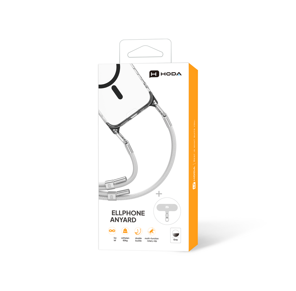HODA 雙扣手機掛繩附夾片_淺灰+霧銀(258)