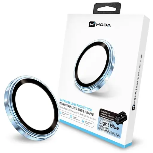 [01C570004401] HODA_藍寶石不鏽鋼鏡頭貼  iPhone18Pro/18ProMAX 淡藍色 (3入) (219)