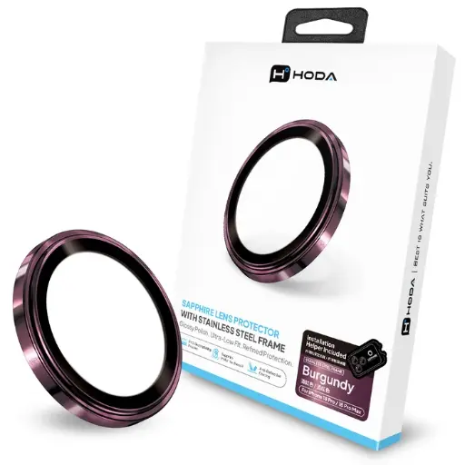 [01C570004501] HODA_藍寶石不鏽鋼鏡頭貼  iPhone18Pro/18ProMAX 酒紅色 (3入) (226)
