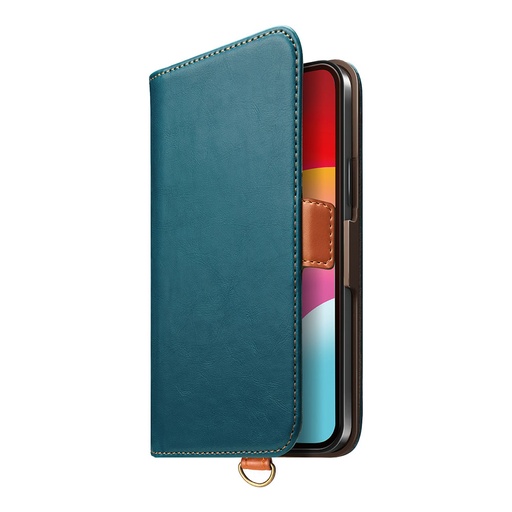 [PG-23DFP01BL] PGA殼_Premium Style_經典側翻蓋PU皮革_iPhone15ProMax藍色(551)
