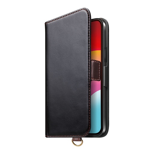 [PG-23CFP02BK] PGA殼_Premium Style_經典側翻蓋PU皮革_iPhone15Plus黑色(216)