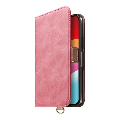 [PG-23CFP03PK] PGA殼_Premium Style_經典側翻蓋PU皮革_iPhone15Plus粉色(223)