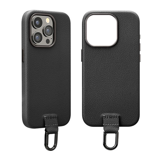 [PG-23BPU01BK] PGA殼_Premium Style_PU皮革背蓋帶掛扣_iPhone15Pro黑色(752)