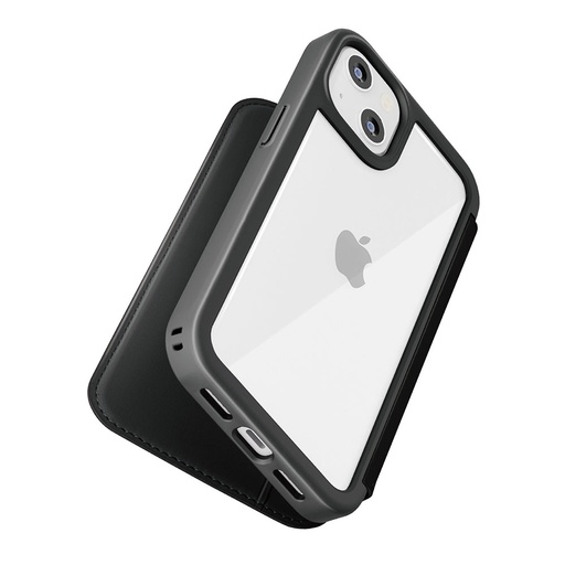 [PG-23AGF01BK] PGA殼_Premium Style_透明玻璃翻蓋皮套(圓形)_iPhone15黑色(441)