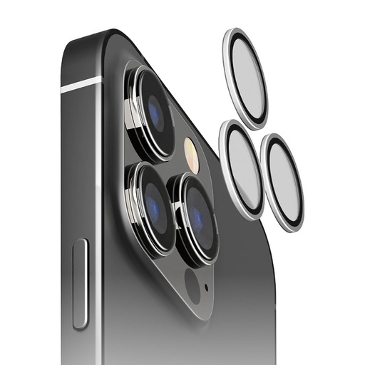 [PG-23BCLG24SV] PGA配件_Premium style iPhone15Pro/15ProMax高清3眼鏡頭圈10H鋼化玻璃_銀色(186)