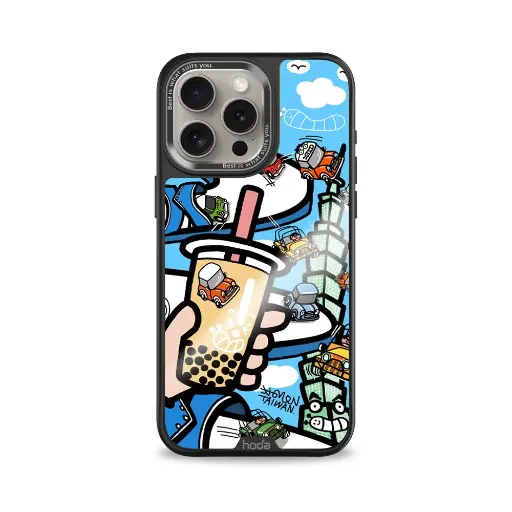 [133204015P01] hoda殼_幻石米豆玻璃 MagSafe_iPhone15Pro 藍白拖賽道老咪大賽(832)