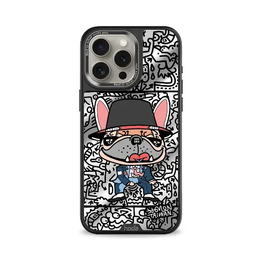 [135203015PM1] hoda殼_幻石米豆銀鏡 MagSafe_iPhone15ProMax 麥克鬥牛犬(030)