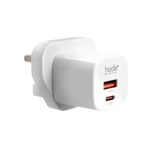[020919001301] hoda充電_33wGaN氮化鎵智能雙孔PD快充電器USBA-C_白色(372)