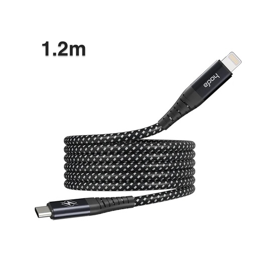 [021329008701] hoda充電_27W USB-C to Lightning 磁吸收納編織快充線 1.2M 黑 (082)